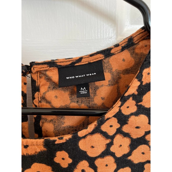 Who What Wear Linen Blend Blouse with Ruffled Sleeve and Peplum bottom. Size M - Picture 2 of 13